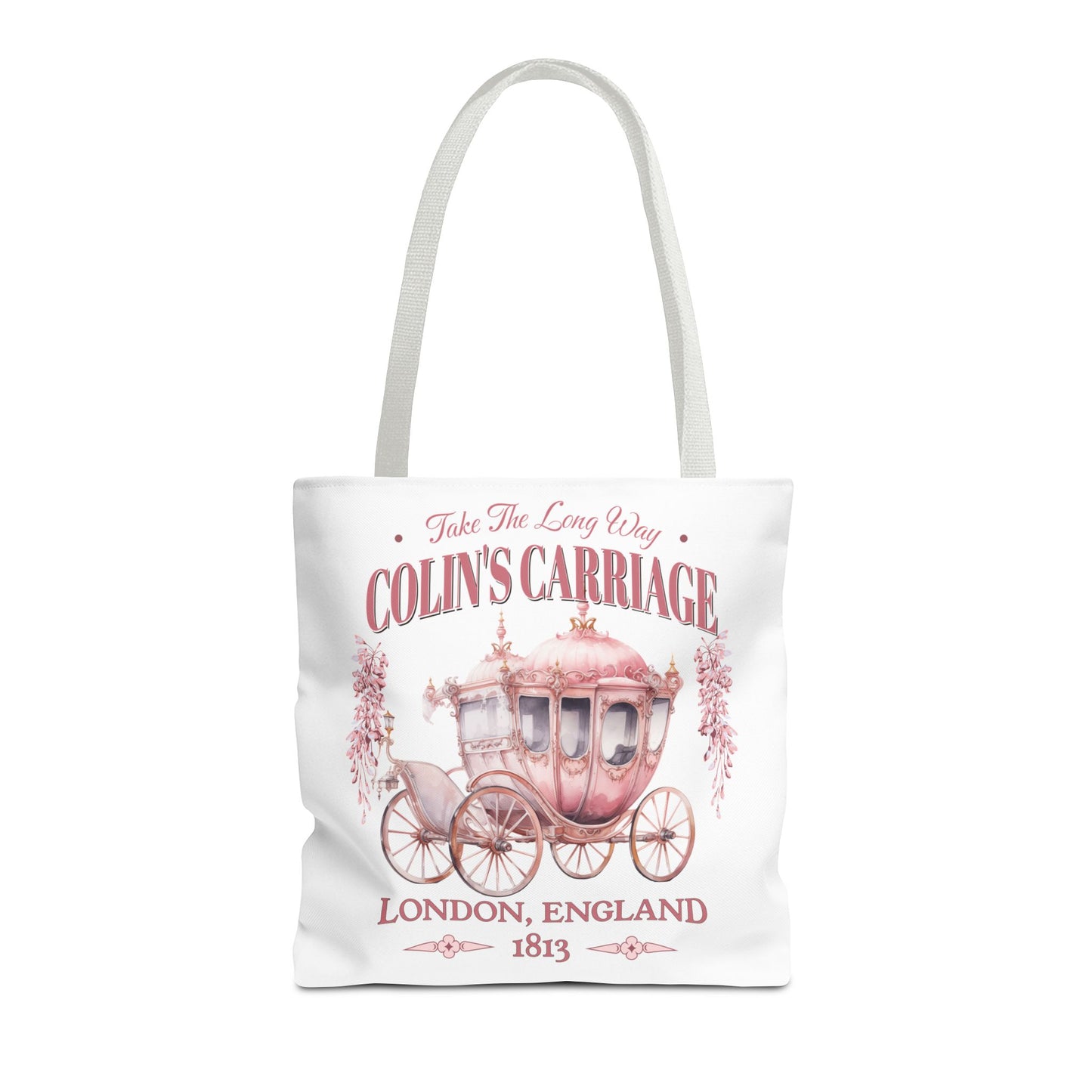 Colins Carriage Club Tote Bag Regency England Ton Society Gift For Book Lover Fan Historical Drama Penelope Romance Reader Bookclub Gift Bags Printify 16" × 16'' White