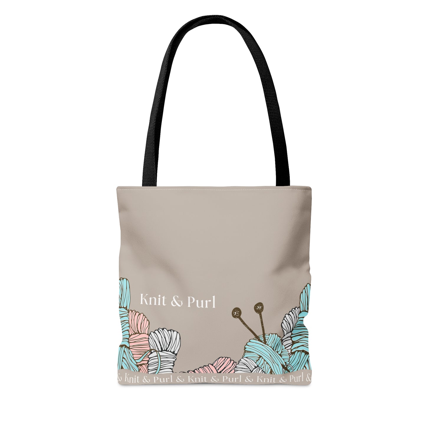 Knit & Purl Tote Bag, Crafter Bag, Yarn Storage Bag, Knitting Project Bag, Crochet Project Bag, Craft Project Tote Bag Bags Printify