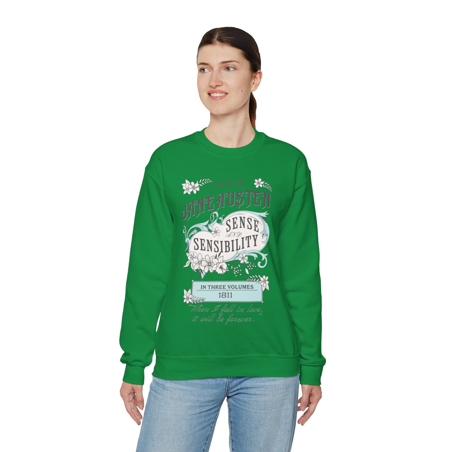 Jane Austen Sweatshirt, Sense & Sensibility Historical Romance Sweater, Bookish Literary Jane Austen Fan Art Gift, Gift for Her, Readers, Sweatshirt Printify