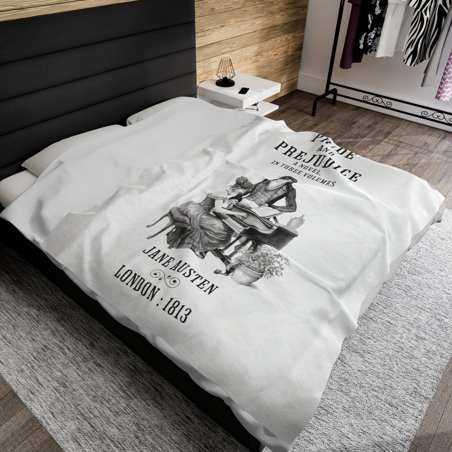 Jane Austen Plush Throw Blanket, Pride And Prejudice Historical Romance Gift, Bookish Literary Jane Austen Fan Art, Gift for Her, Bookclub All Over Prints Printify