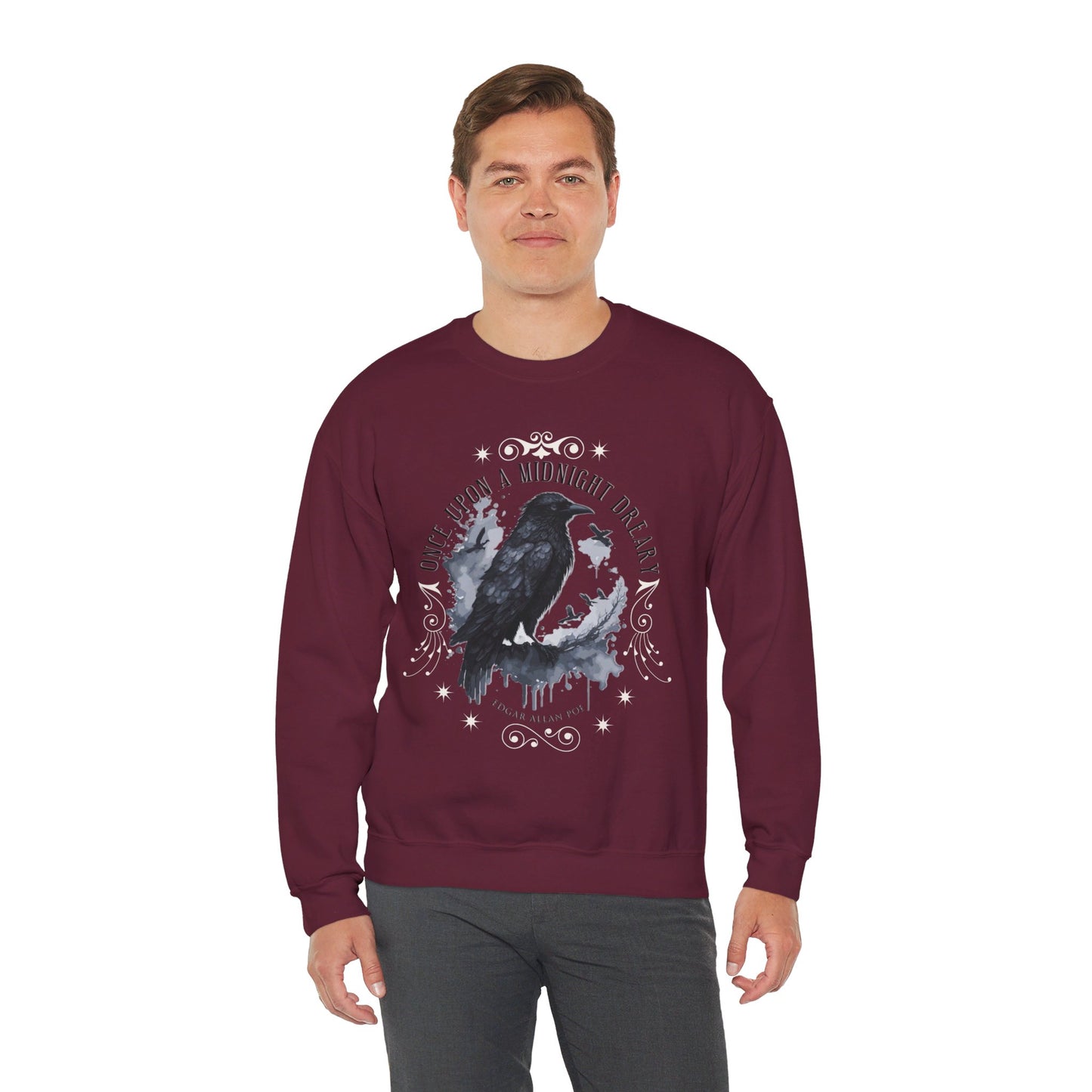 Edgar Allan Poe, The Raven Sweatshirt, Poet, Poetry Lover Sweater, Book Lover, Haunting Gothic Gift, Light, Dark Academia, Horror Movie Top Sweatshirt Printify