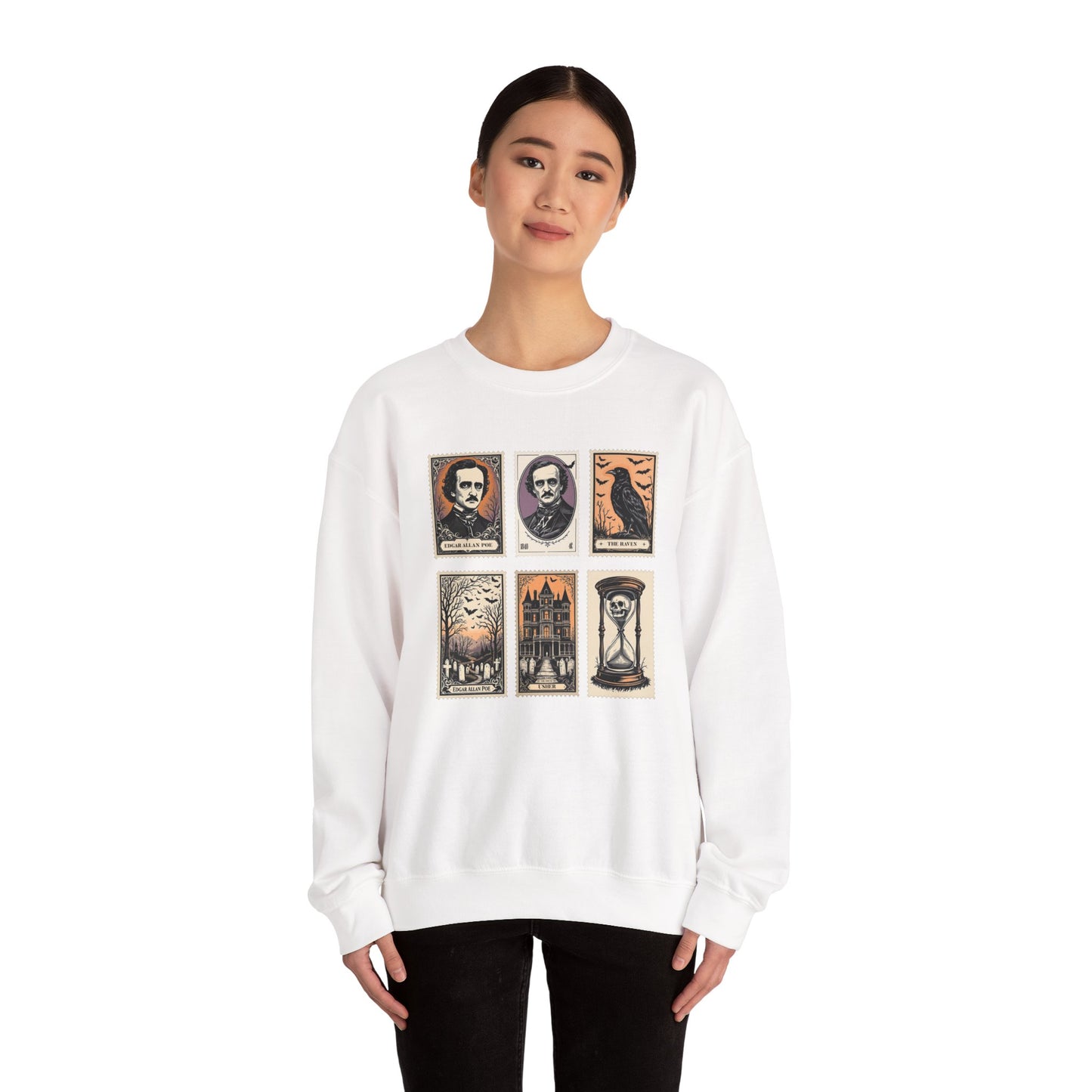 Edgar Allan Poe Sweatshirt The Raven Nevermore Gothic Horror Sweater Dark Academia Macabre Halloween Gift for Book Lovers Birthday Christmas Sweatshirt Printify