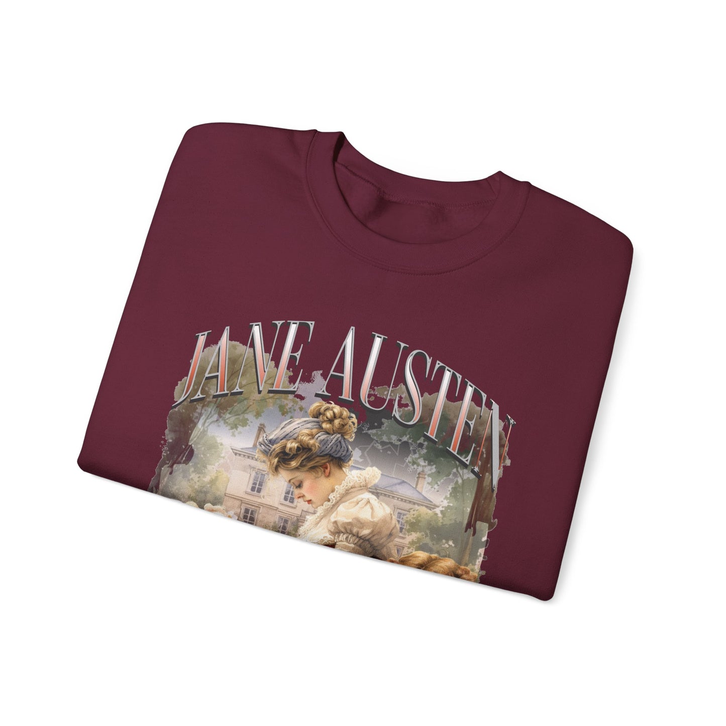 Retro Jane Austen Unisex Heavy Blend™ Crewneck Sweatshirt Sweatshirt Printify