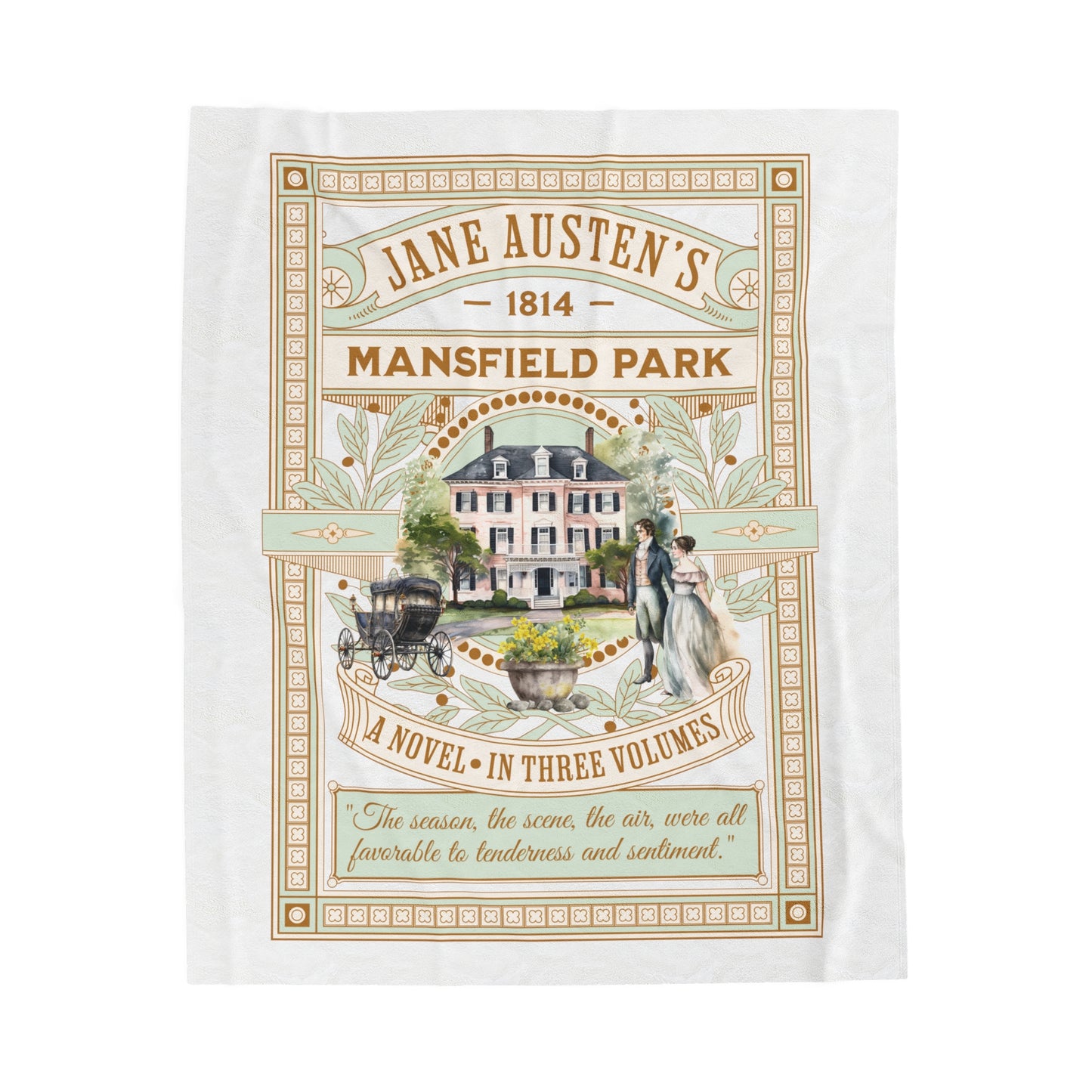 Jane Austen Plush Throw Blanket, Mansfield Park Historical Romance Gift, Bookish Literary Jane Austen Fan Art Gift, Gift for Her, Bookclub All Over Prints Printify 50" × 60"