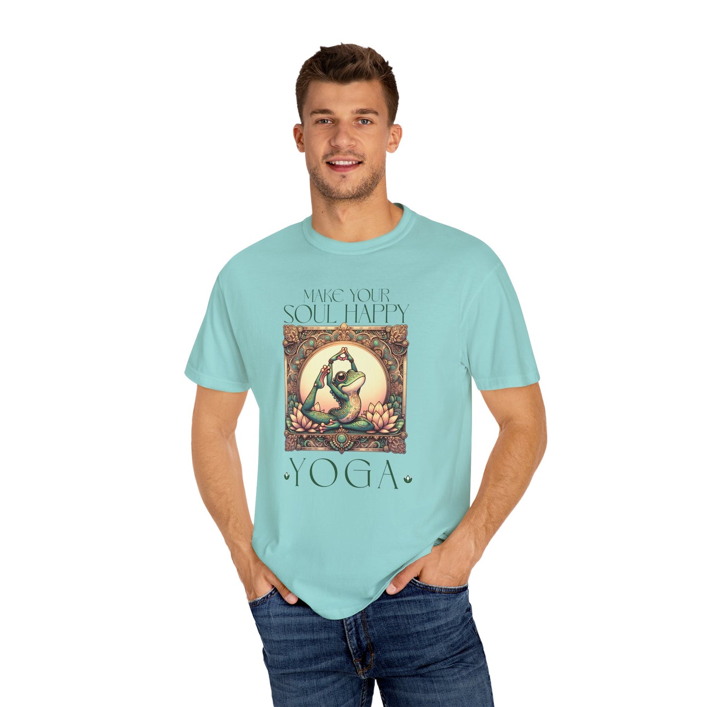 Green Yoga Frog Make Your Soul Happy Unisex T-Shirt, Casual Wear, Highlander Fan Gift,