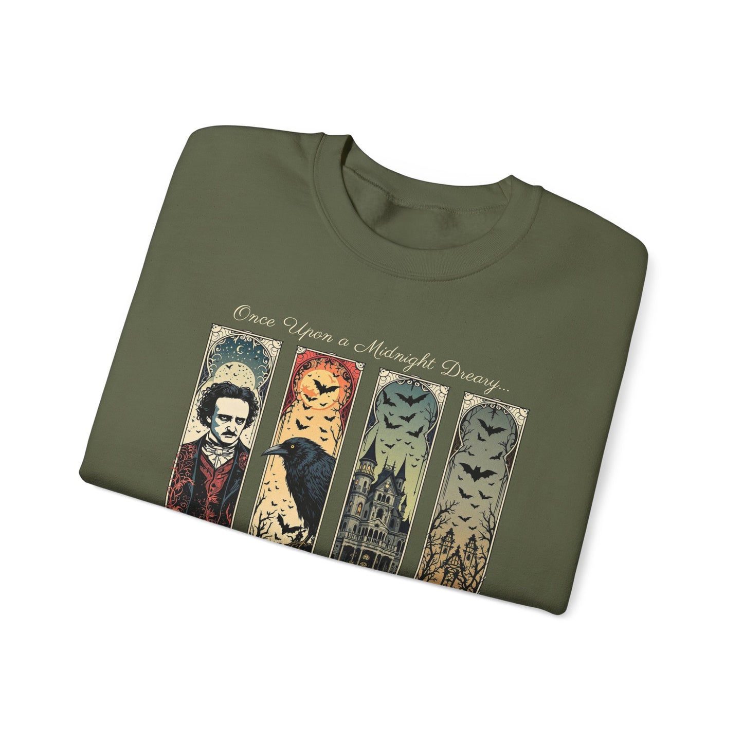 Edgar Allan Poe Sweatshirt The Raven Nevermore Gothic Horror Sweater Dark Academia Macabre Halloween Gift for Book Lovers Birthday Christmas