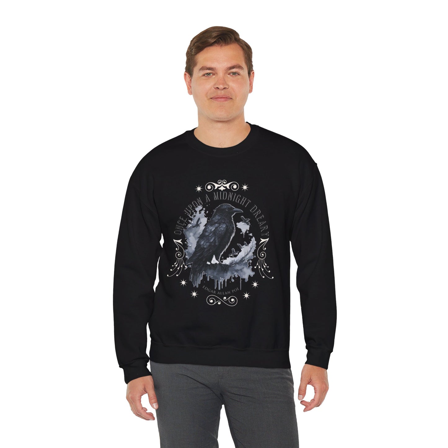 Edgar Allan Poe, The Raven Sweatshirt, Poet, Poetry Lover Sweater, Book Lover, Haunting Gothic Gift, Light, Dark Academia, Horror Movie Top Sweatshirt Printify