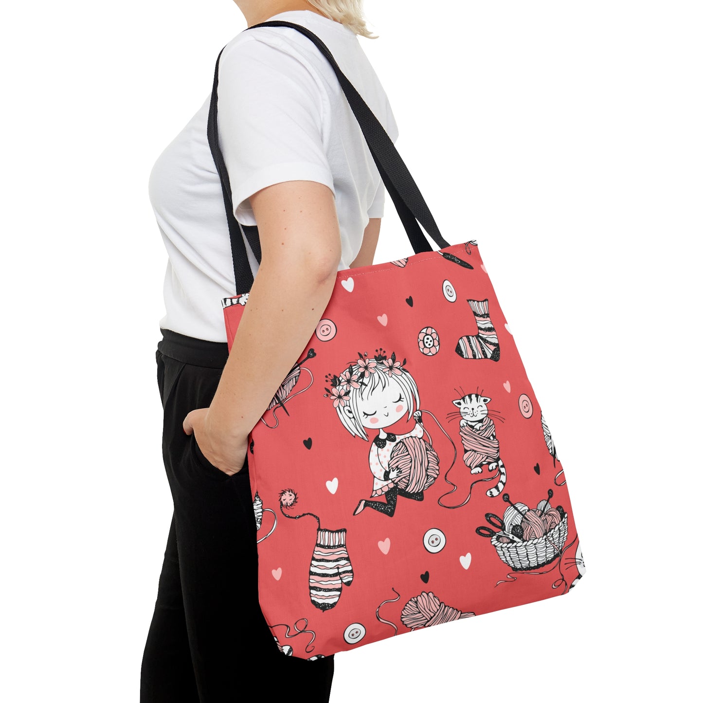 Craft, Crochet or Knitting Tote Bag, Yarn Storage Shoulder Bags, Gift for Knitter, Crafter, Grocery Shopping, School, Resusable, Travel Bag Bags Printify