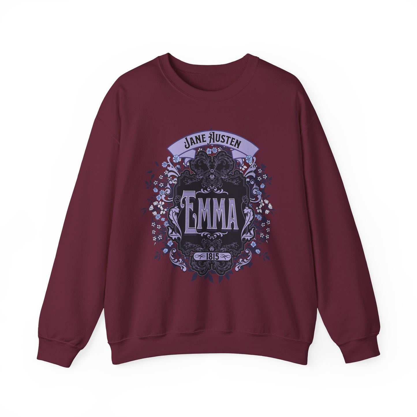 Jane Austen Sweatshirt, Emma Historical Romance Sweater, Bookish Literary Jane Austen Fan Art Gift, Gift for Her, Bookclub Shirt Sweatshirt Printify S Maroon