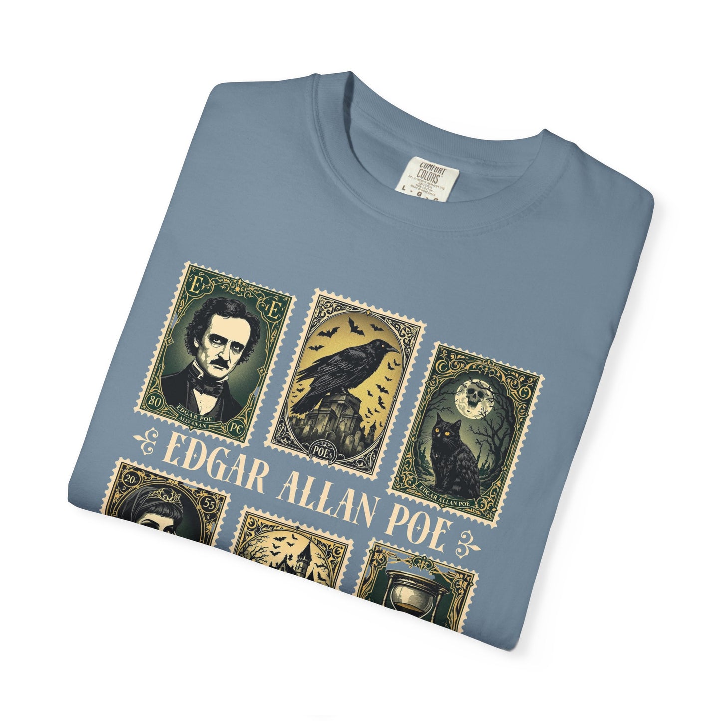 Edgar Allan Poe T-Shirt Gothic Graphic Tee The Raven Nevermore Quote Horror Literature Shirt Dark Academia Aesthetic Halloween Party Gift