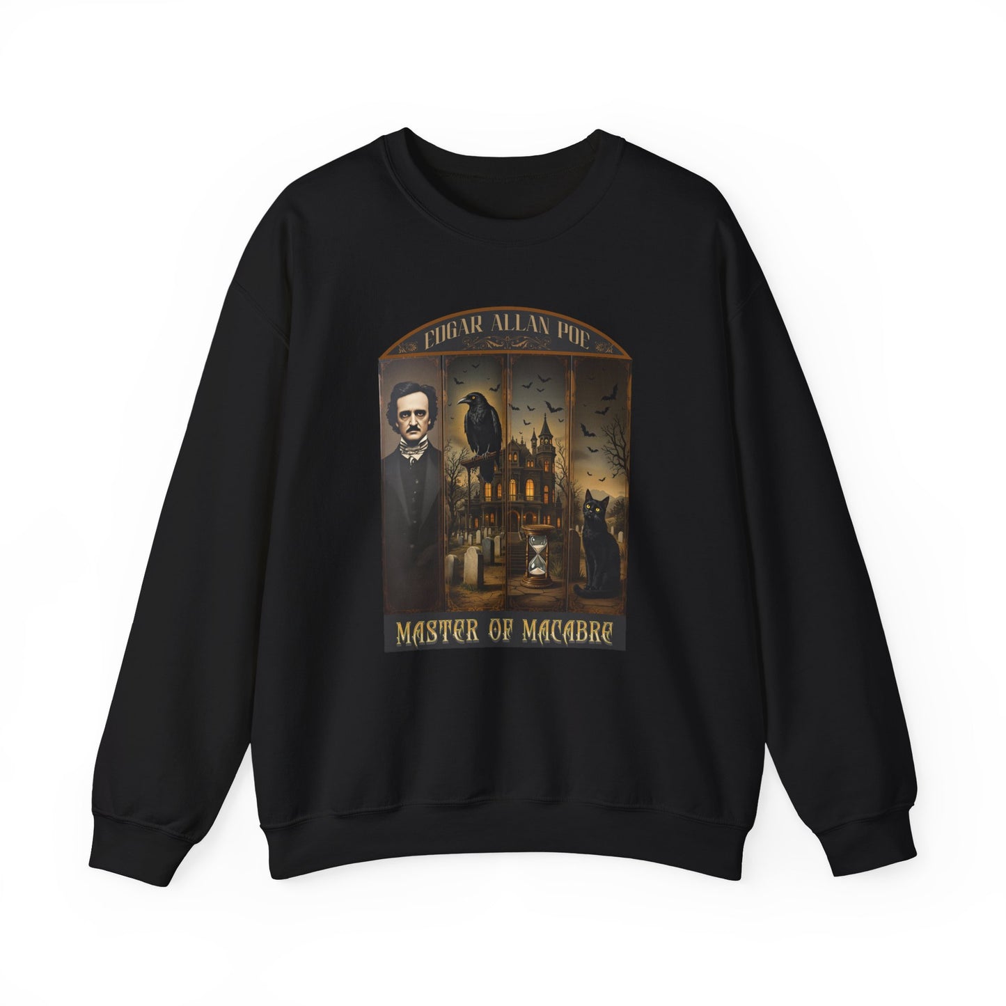 Edgar Allan Poe Sweatshirt The Raven Nevermore Gothic Horror Sweater Dark Academia Macabre Halloween Gift for Book Lovers Birthday Christmas Sweatshirt Printify Black S