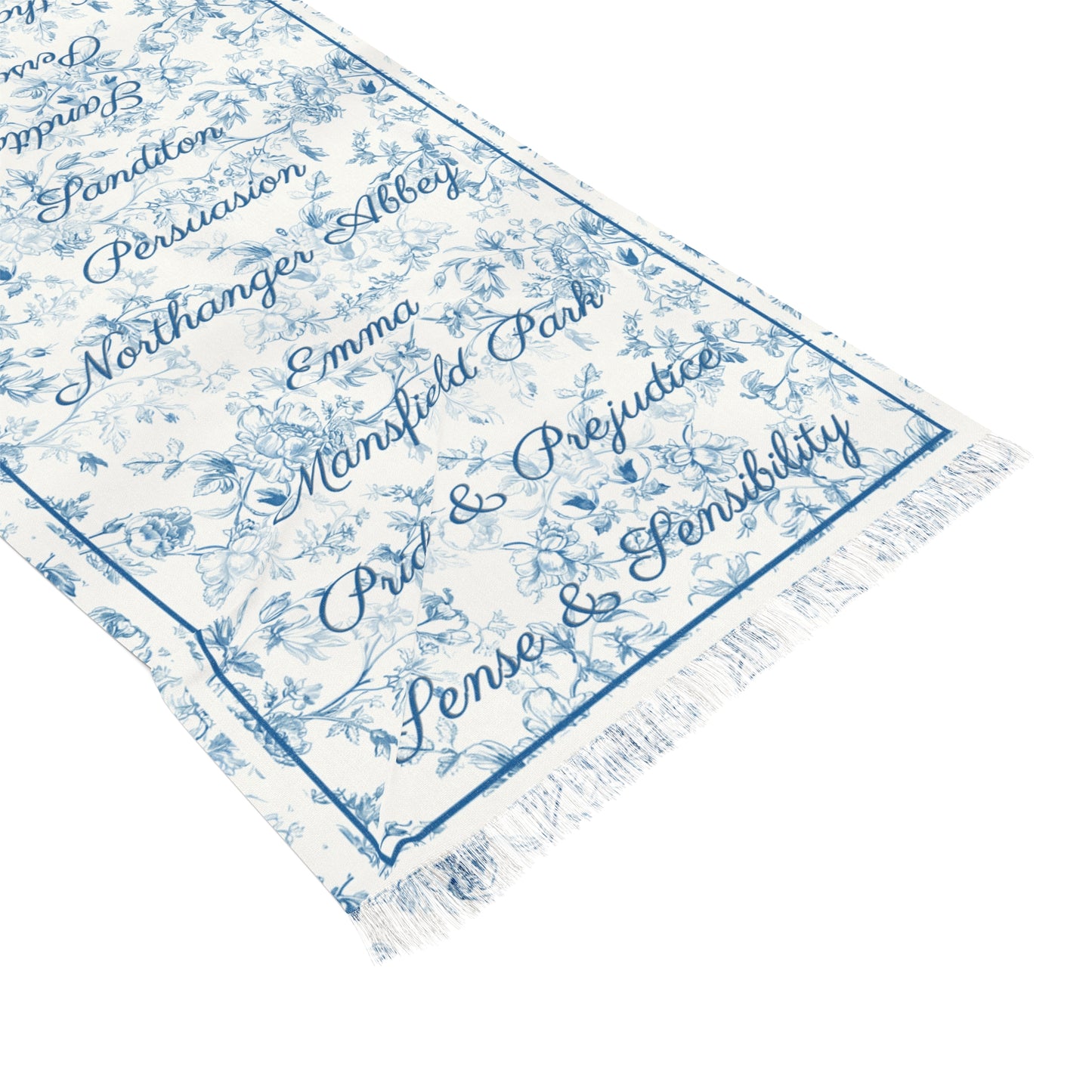 Jane Austen Toile Scarf Book Lover Gift Literary Neck Wrap Pride and Prejudice Fan Sense and Sensibility Emma Regency Gift For Mom BFF All Over Prints Printify