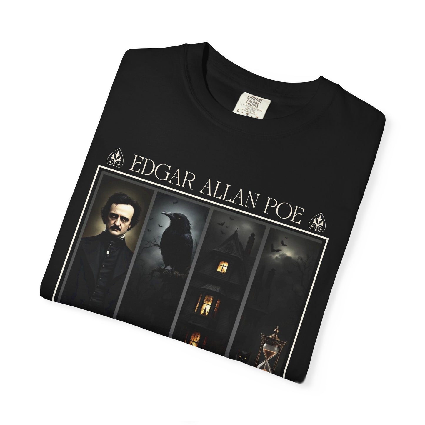 Edgar Allan Poe T-Shirt Gothic Graphic Tee The Raven Nevermore Quote Horror Literature Shirt Dark Academia Aesthetic Halloween Party Gift
