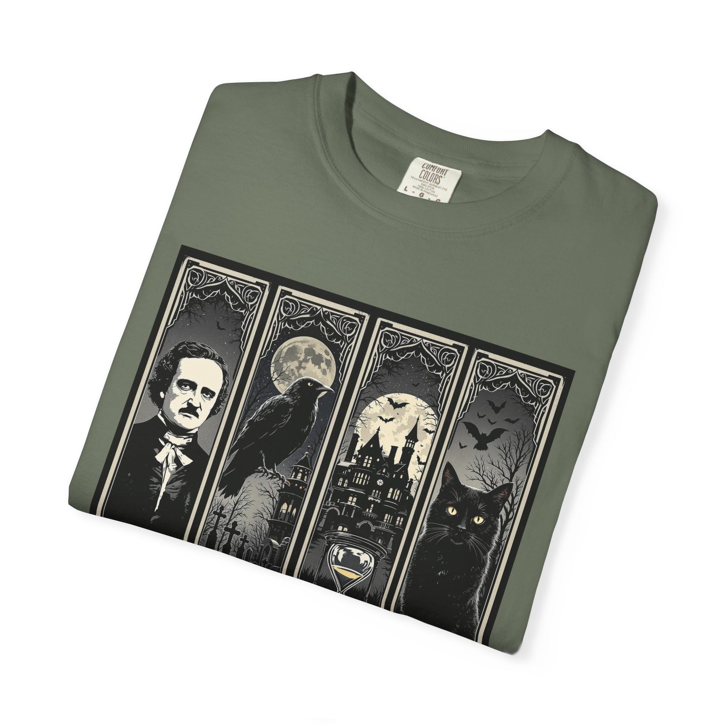 Edgar Allan Poe T-Shirt Gothic Graphic Tee The Raven Nevermore Quote Horror Literature Shirt Dark Academia Aesthetic Halloween Party Gift