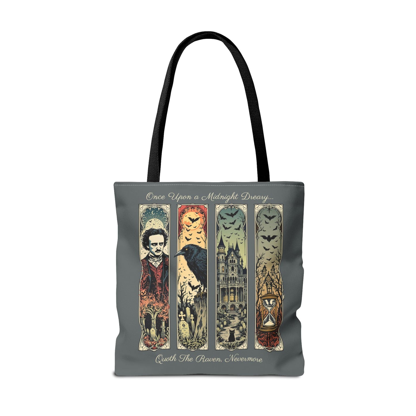 Edgar Allan Poe Tote Bag Gothic Literary Gift for Book Lover Dark Academia Macabre Accessory Halloween Tote Fall School Bag for Poetember Bags Printify