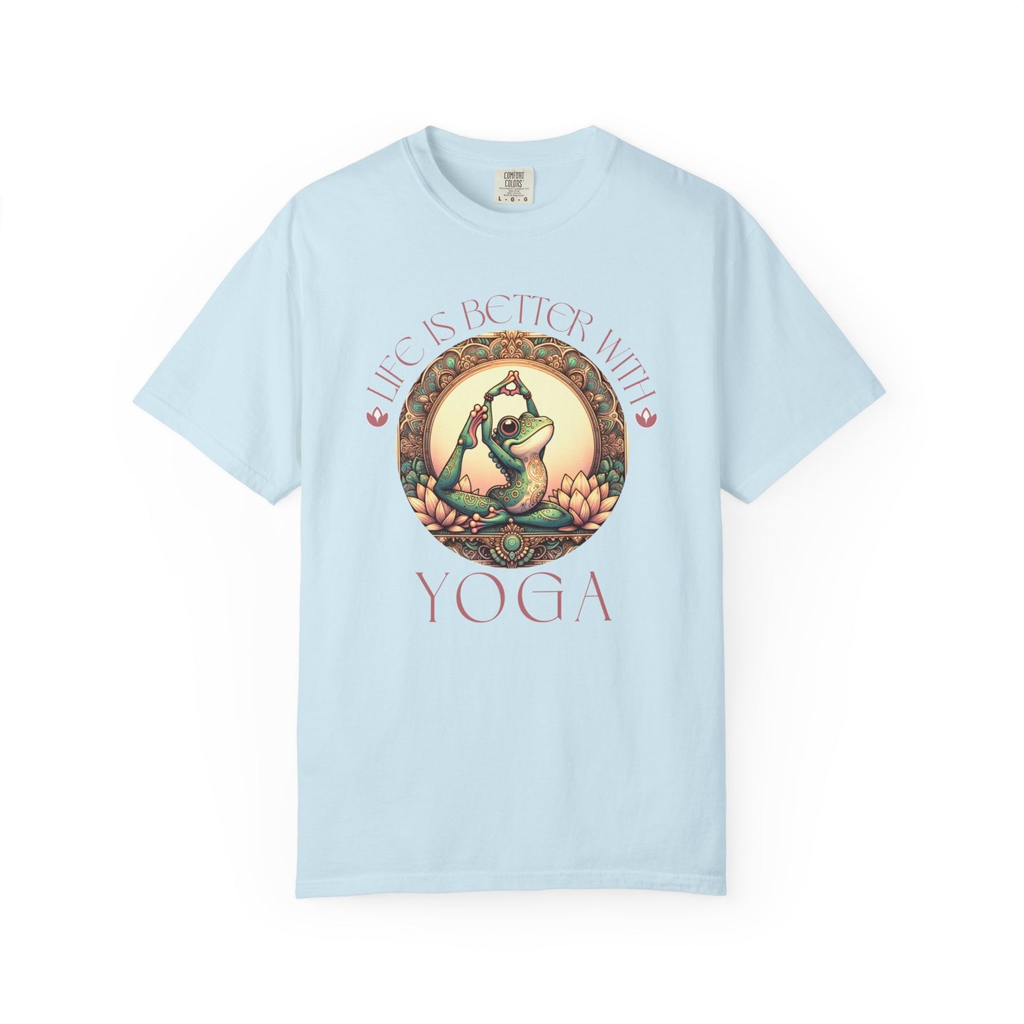 Yoga Frog Life Is Better With Yoga Unisex T-Shirt, Casual Wear, Highlander Fan Gift, T-Shirt Printify Chambray S