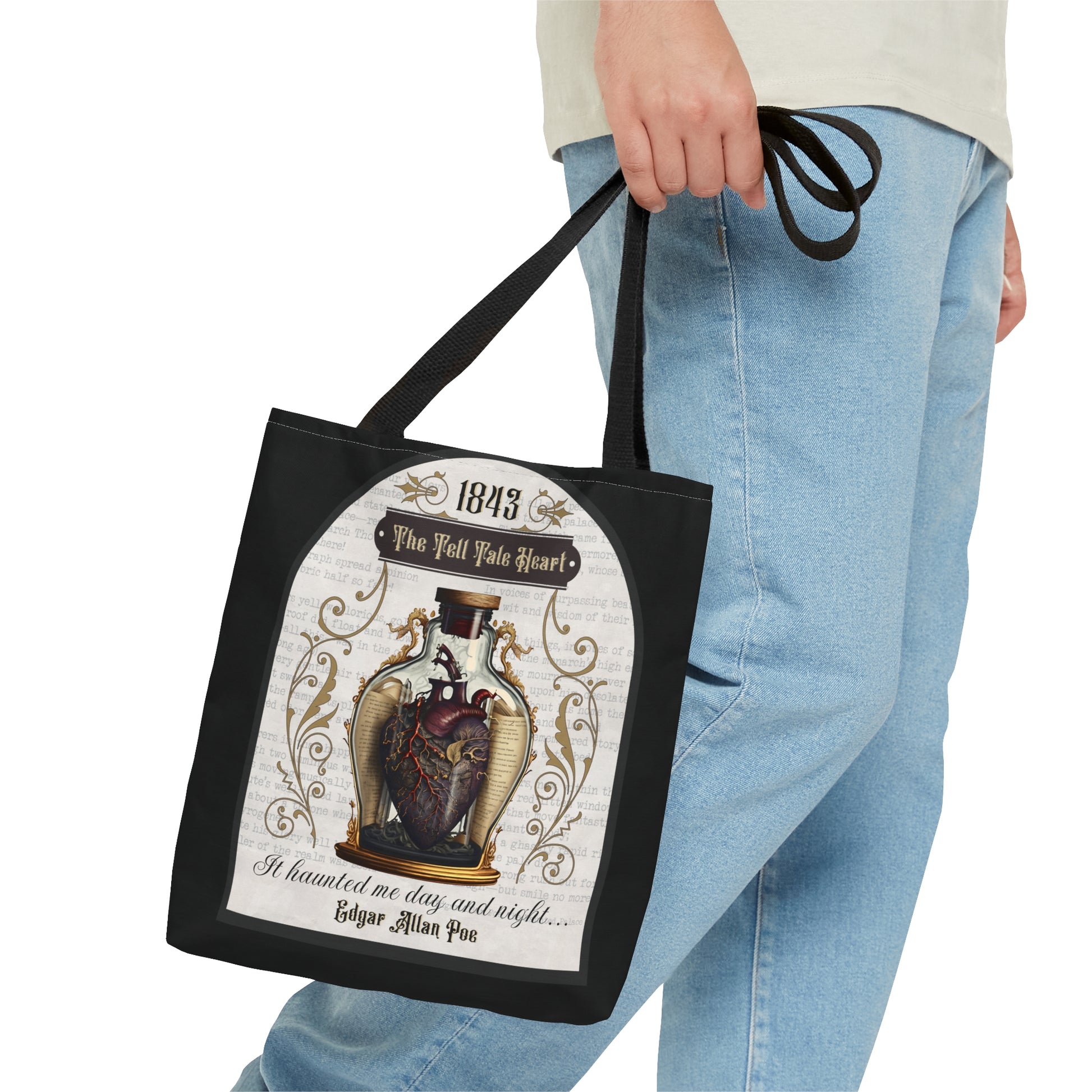 Edgar Allan Poe Tote Bag, The Tell Tale Heart, Vintage Poetry Lover Shoulder Bag, Dark Academia, Literary Bookish, Bookclub Gift, Autumn Bag Bags Printify