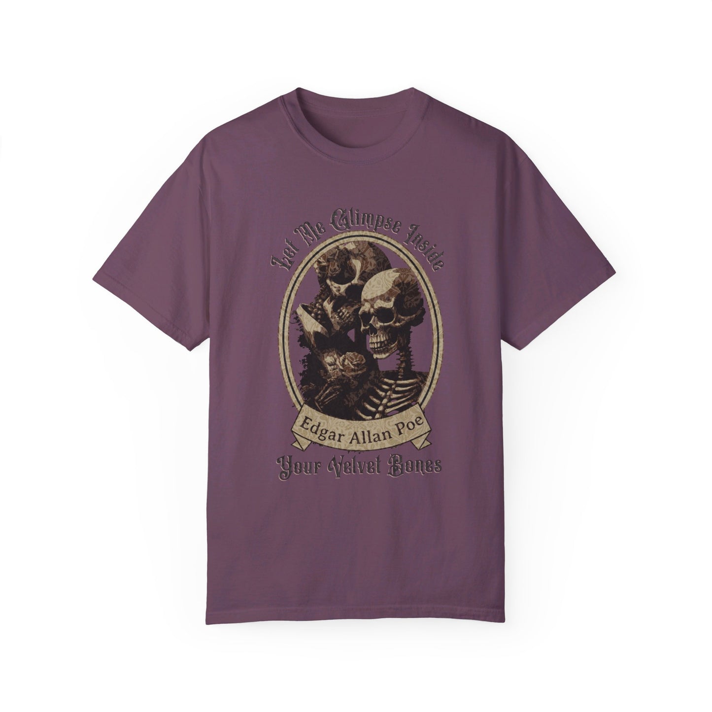 Edgar Allan Poe Shirt, Your Velvet Bones Tee, Book, Reading Lover Shirt, Halloween, Gothic, Light Academia Gifts, Comfort Colours TShirt T-Shirt Printify Berry S