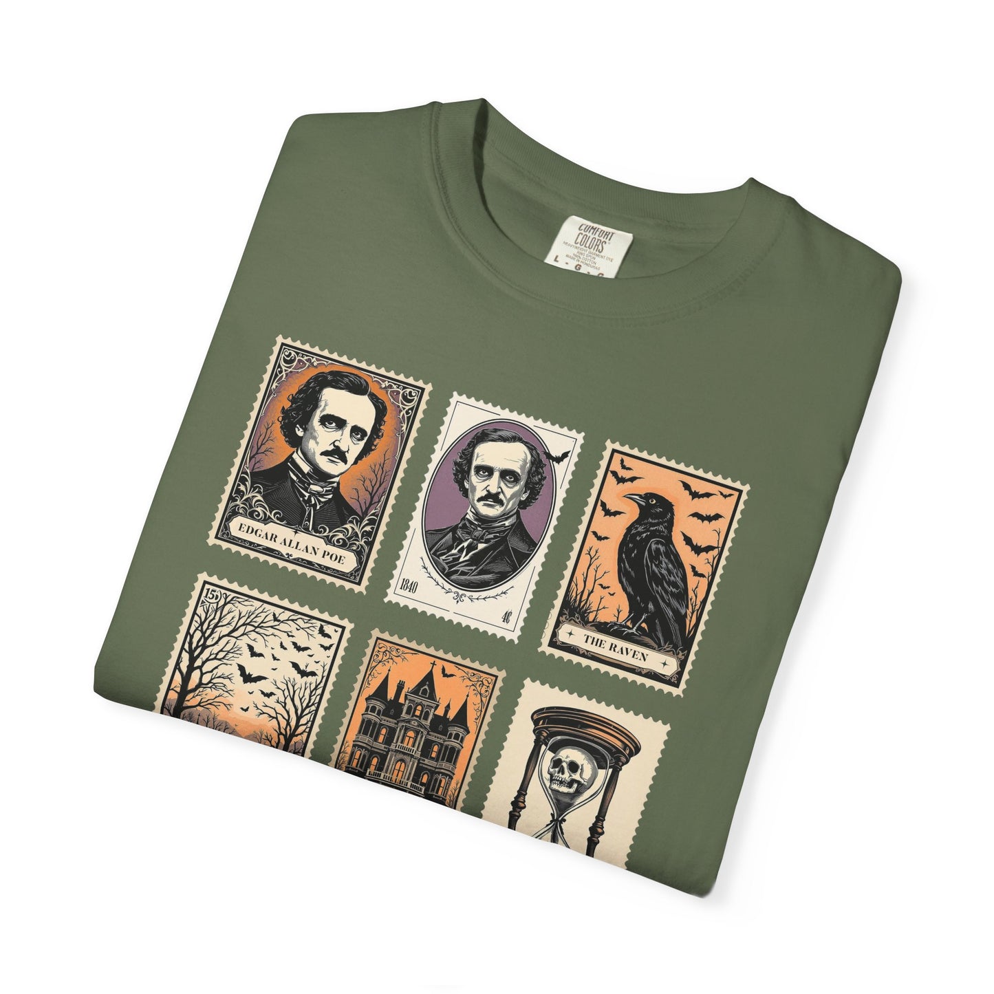 Edgar Allan Poe T-Shirt Gothic Graphic Tee The Raven Nevermore Quote Horror Literature Shirt Dark Academia Aesthetic Halloween Party Gift