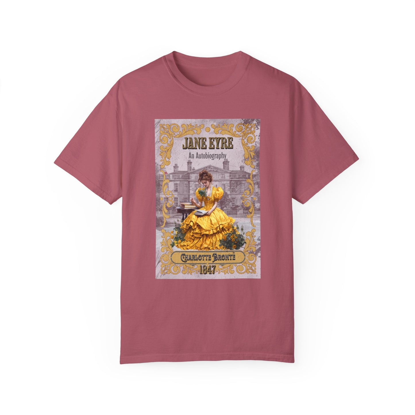 Jane Eyre T-shirt, Charlotte Brontë Historical Romance Comfort Colors Tee, Bookish Literary Brontë Sisters Fan Art Gift for Her, Bookclub T-Shirt Printify Crimson S