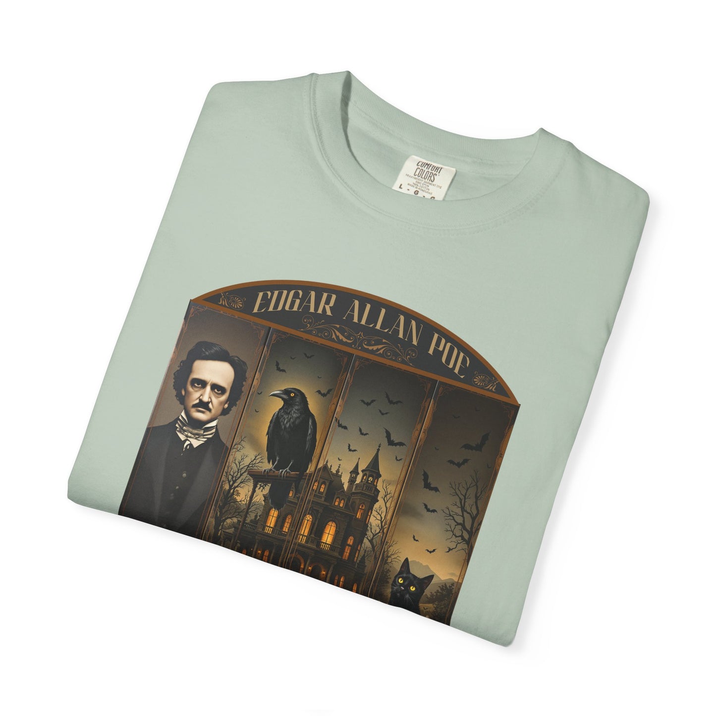 Edgar Allan Poe T-Shirt Gothic Graphic Tee The Raven Nevermore Quote Horror Literature Shirt Dark Academia Aesthetic Halloween Party Gift