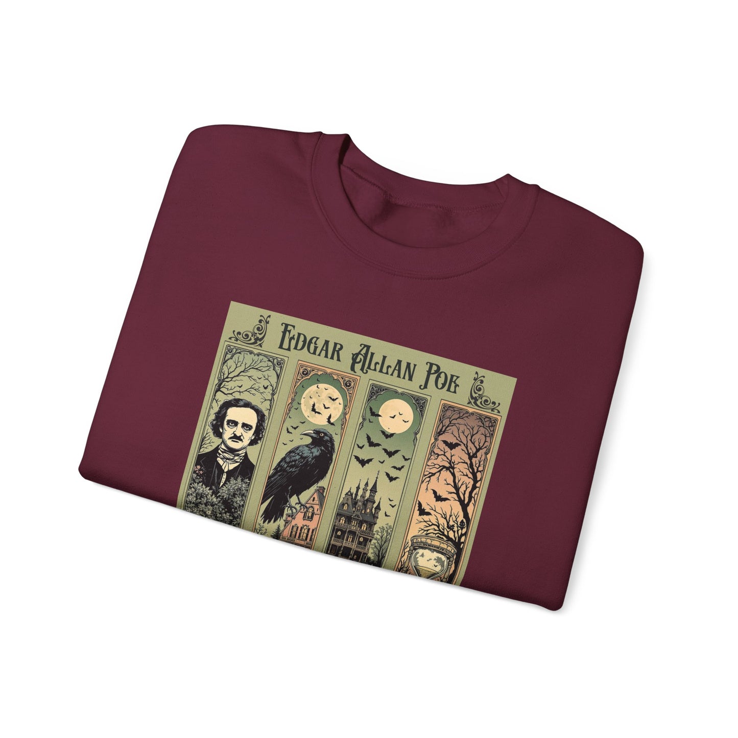 Edgar Allan Poe Sweatshirt The Raven Nevermore Gothic Horror Sweater Dark Academia Macabre Halloween Gift for Book Lovers Birthday Christmas