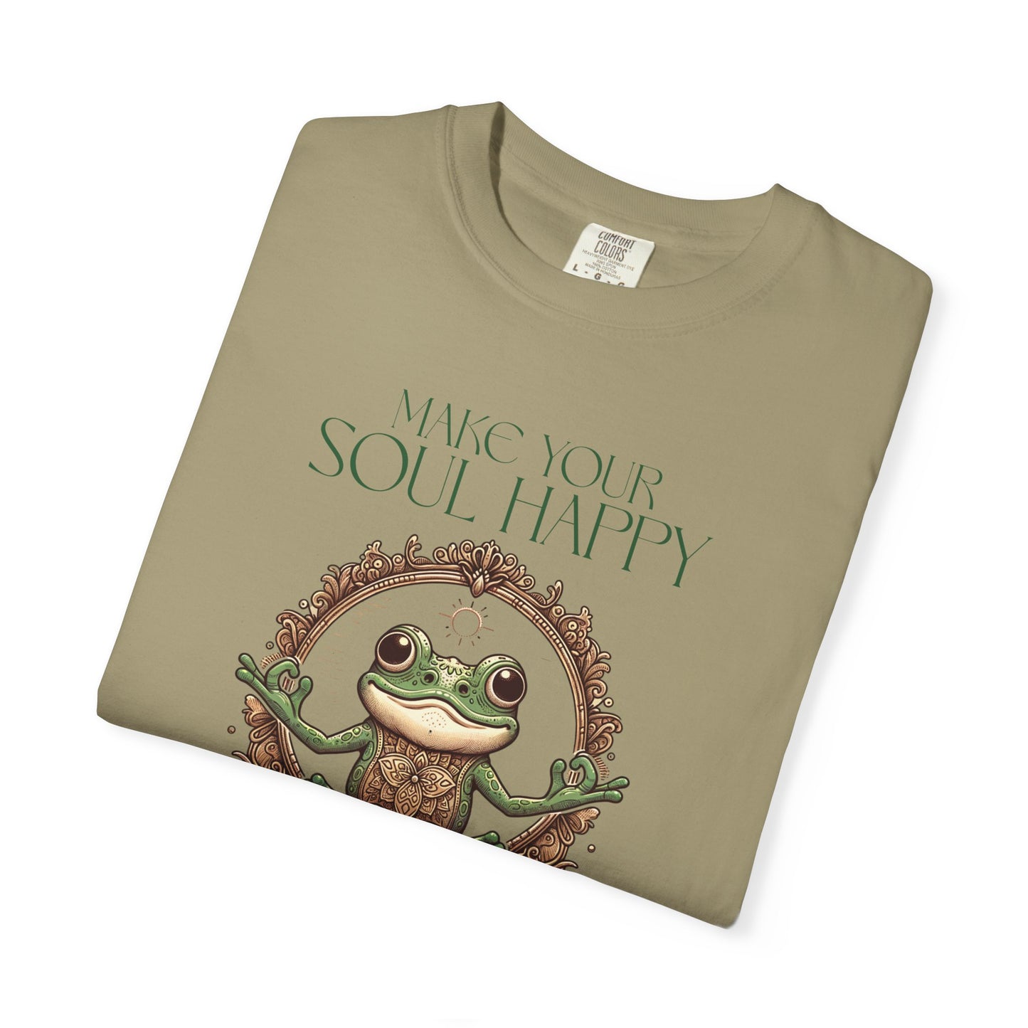 Green Yoga Frog Make Your Soul Happy Unisex T-Shirt, Casual Wear, Highlander Fan Gift, T-Shirt Printify