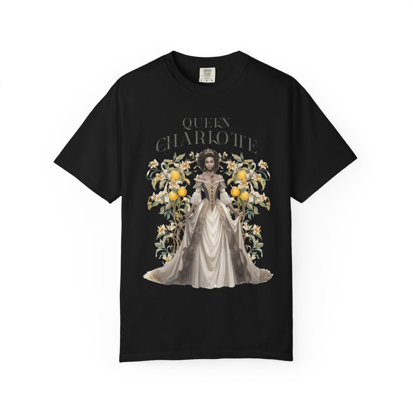 Queen Charlotte T-Shirt Literary Regency Period Tee Historical Drama Series Watching Spilling The Tea Theme Gift for Her Birthday Christmas T-Shirt Printify Black S