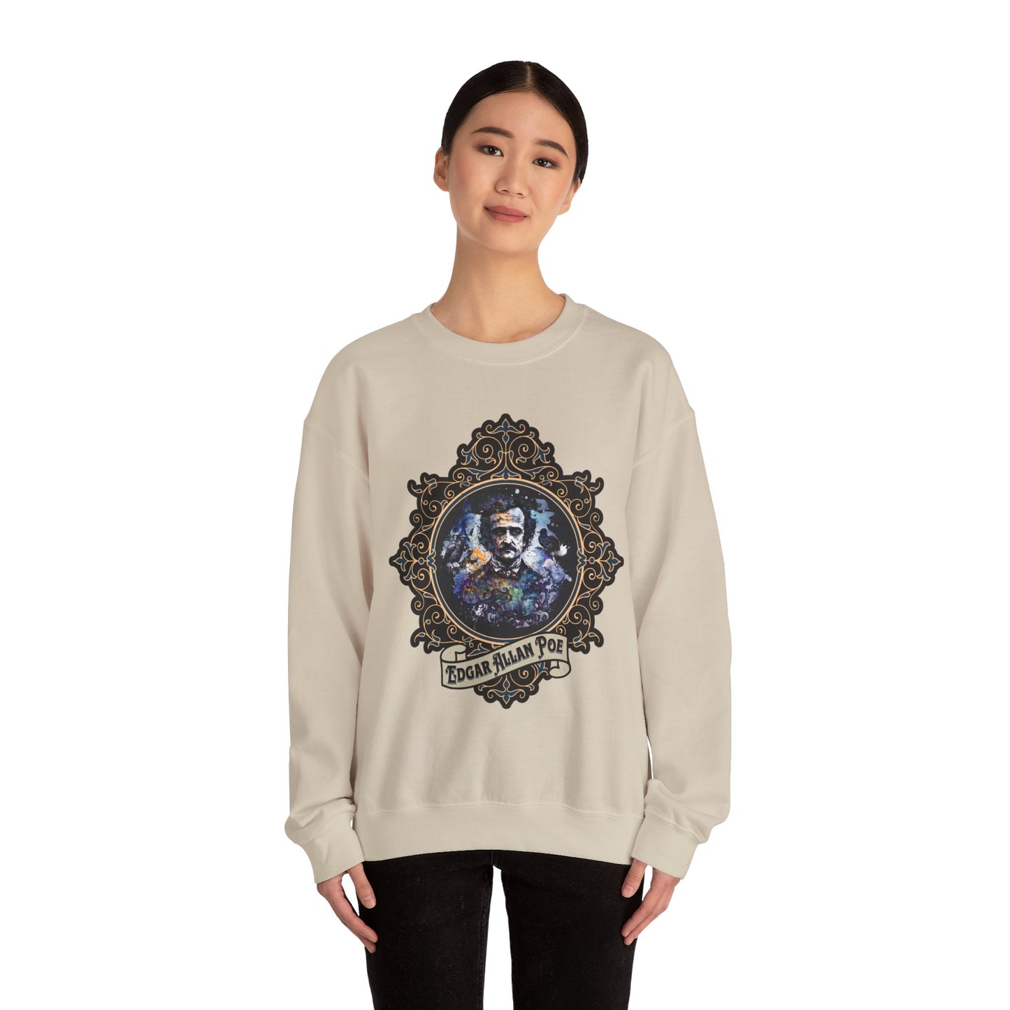 Edgar Allan Poe, Poet, Poetry Lover Sweatshirt, Book Lover, Halloween, Haunting Gothic Gift, Light, Dark Academia, Horror Movie Sweater Sweatshirt Printify