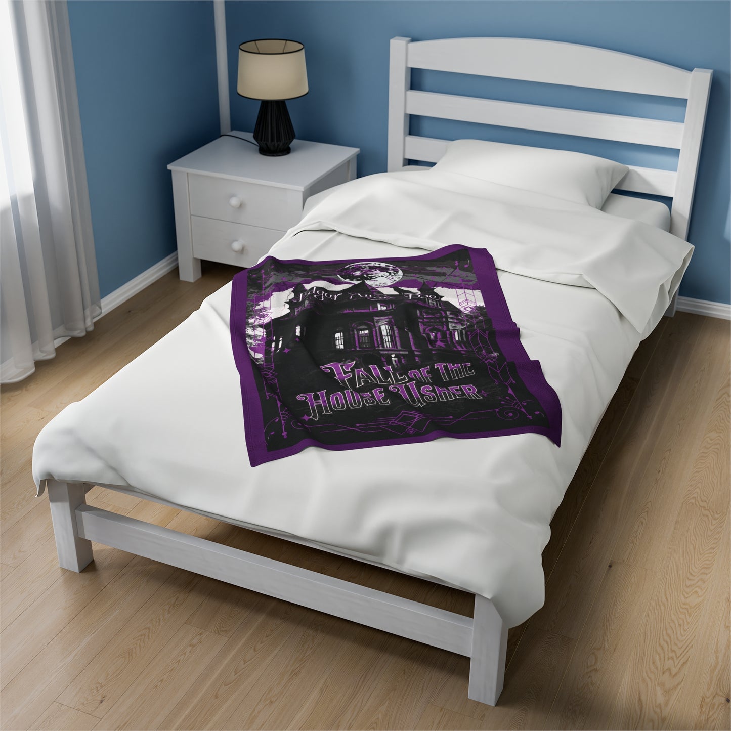 Edgar Allan Poe, The Fall Of The House Of Usher Throw Blanket, Book Lover Reading Blanket, Gothic Dark Academia, Horror Movie Watching Plush All Over Prints Printify