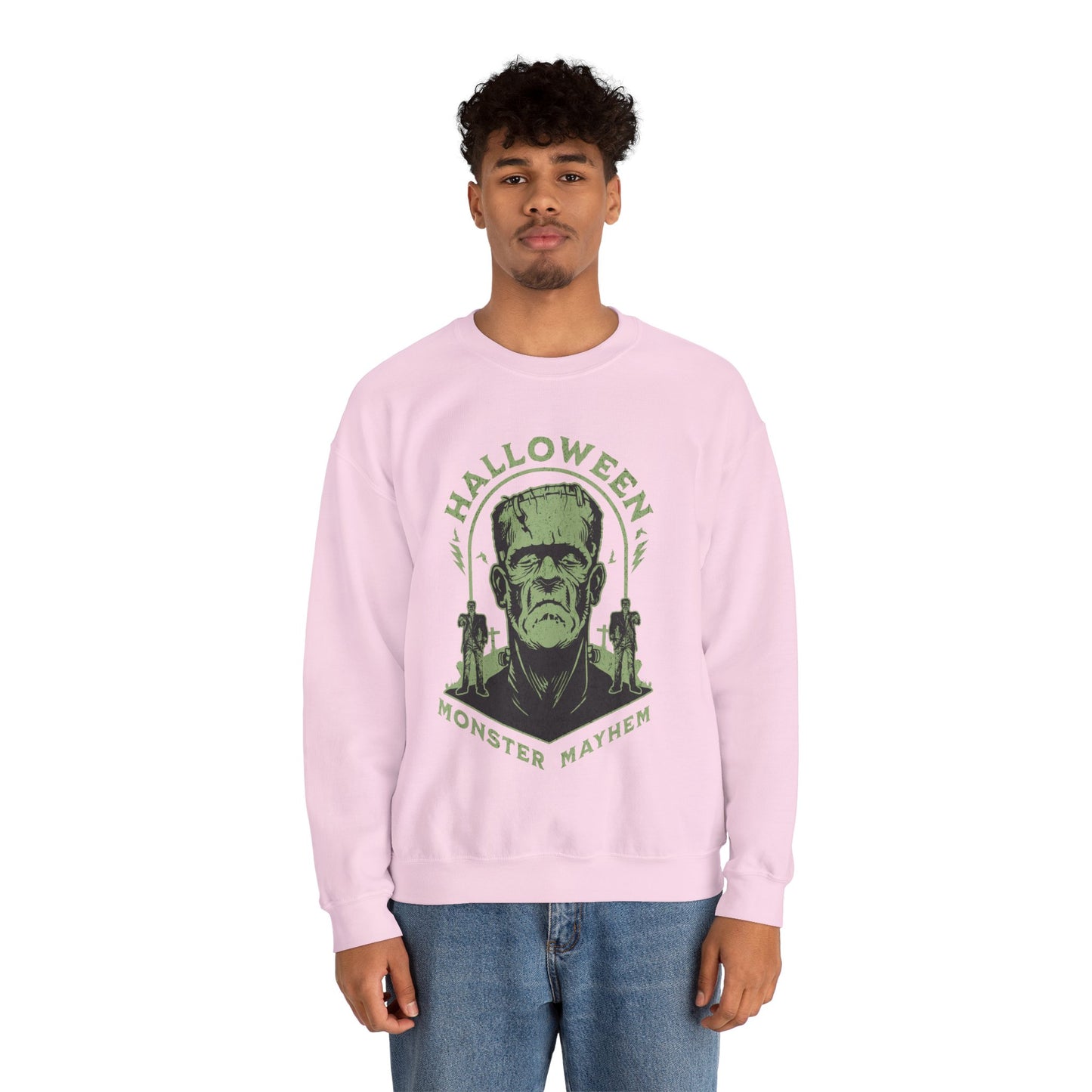 Vintage Halloween Frankenstein Monster Graphic Sweatshirt, Creepy Spooky Book Lover Gift, Horror Movie, Fall Festival Party Sweater. Sweatshirt Printify