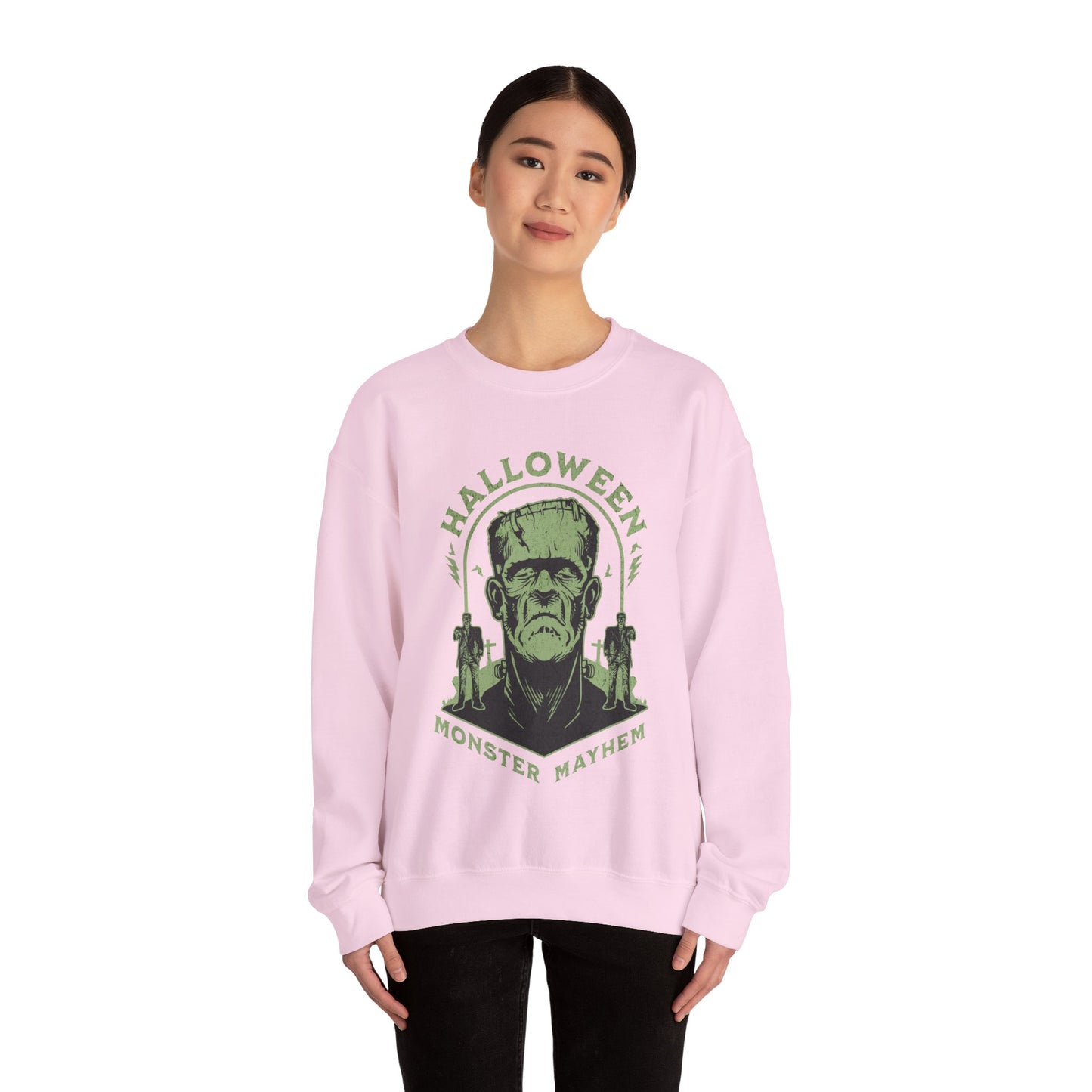 Vintage Halloween Frankenstein Monster Graphic Sweatshirt, Creepy Spooky Book Lover Gift, Horror Movie, Fall Festival Party Sweater. Sweatshirt Printify