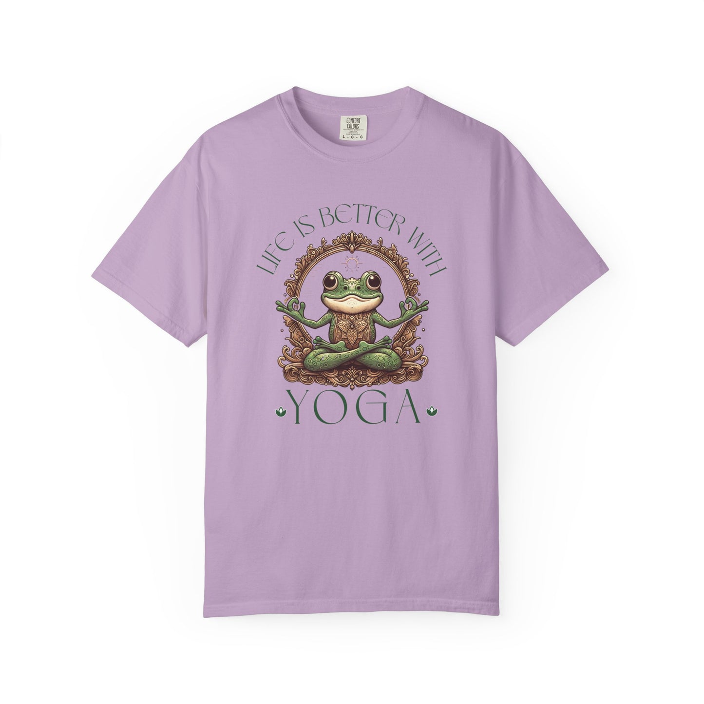 Green Yoga Frog Life Is Better With Yoga Unisex T-Shirt, Casual Wear, Highlander Fan Gift, T-Shirt Printify Orchid S