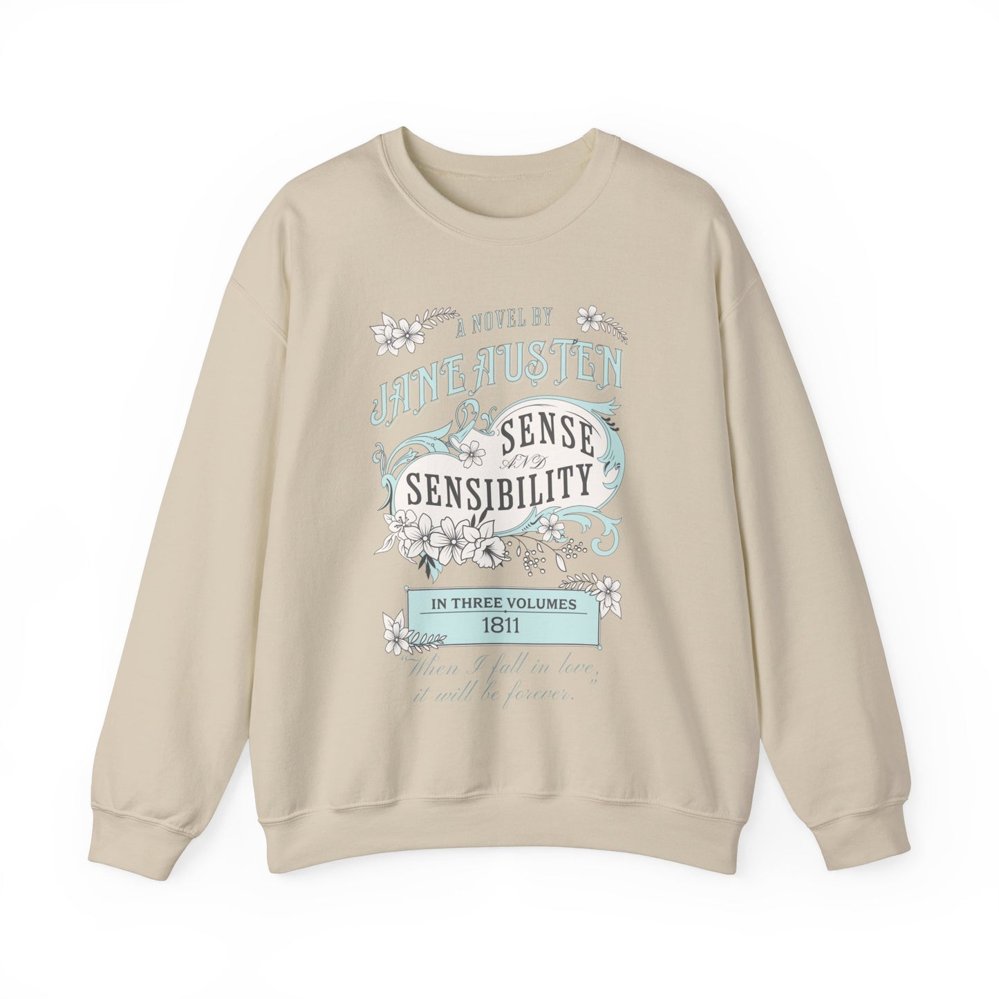 Jane Austen Sweatshirt, Sense & Sensibility Historical Romance Sweater, Bookish Literary Jane Austen Fan Art Gift, Gift for Her, Readers, Sweatshirt Printify S Sand