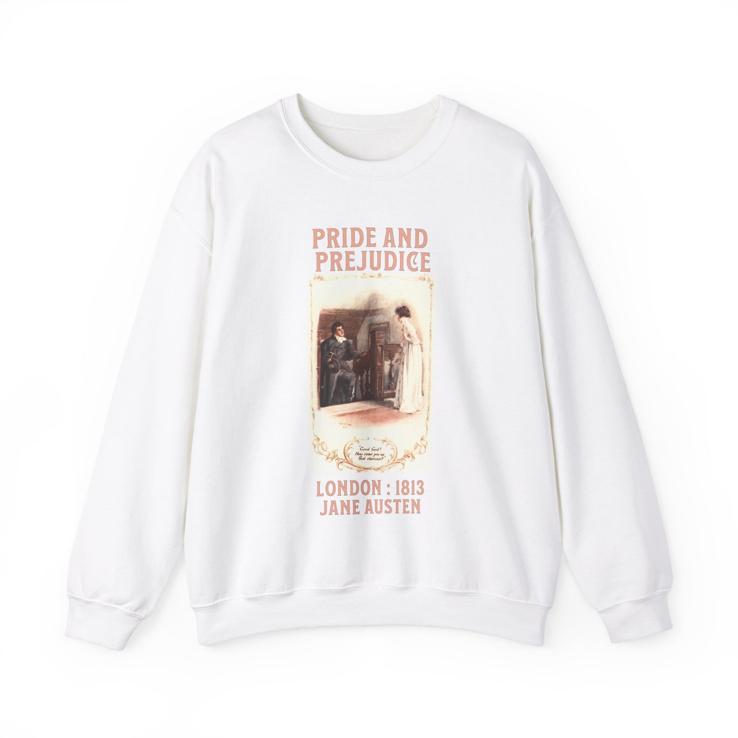 Jane Austen Sweatshirt, Pride & Prejudice Historical Romance Sweater, Bookish Literary Jane Austen Fan Art, Gift for Her, Bookclub Shirt Sweatshirt Printify S White