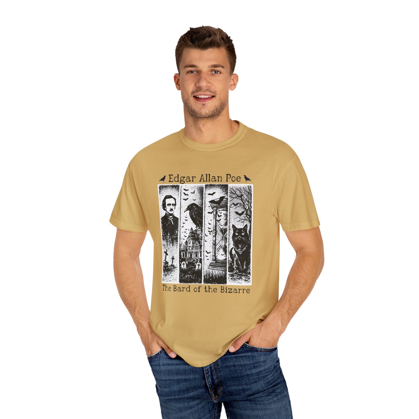 Edgar Allan Poe T-Shirt Gothic Graphic Tee The Raven Nevermore Quote Horror Literature Shirt Dark Academia Aesthetic Halloween Party Gift T-Shirt Printify