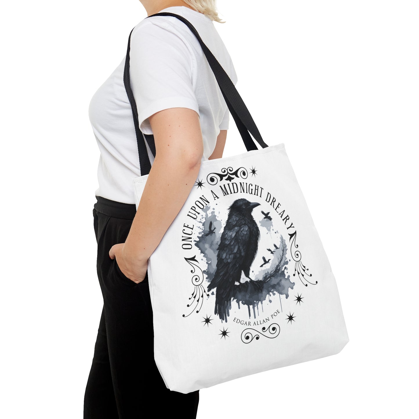 Edgar Allan Poe Tote Bag, The Raven Vintage Poetry Lover Shoulder Bag, Dark Academia, Literary, Bookish, Bookclub Gift, Fall Autumn Gift Bags Printify