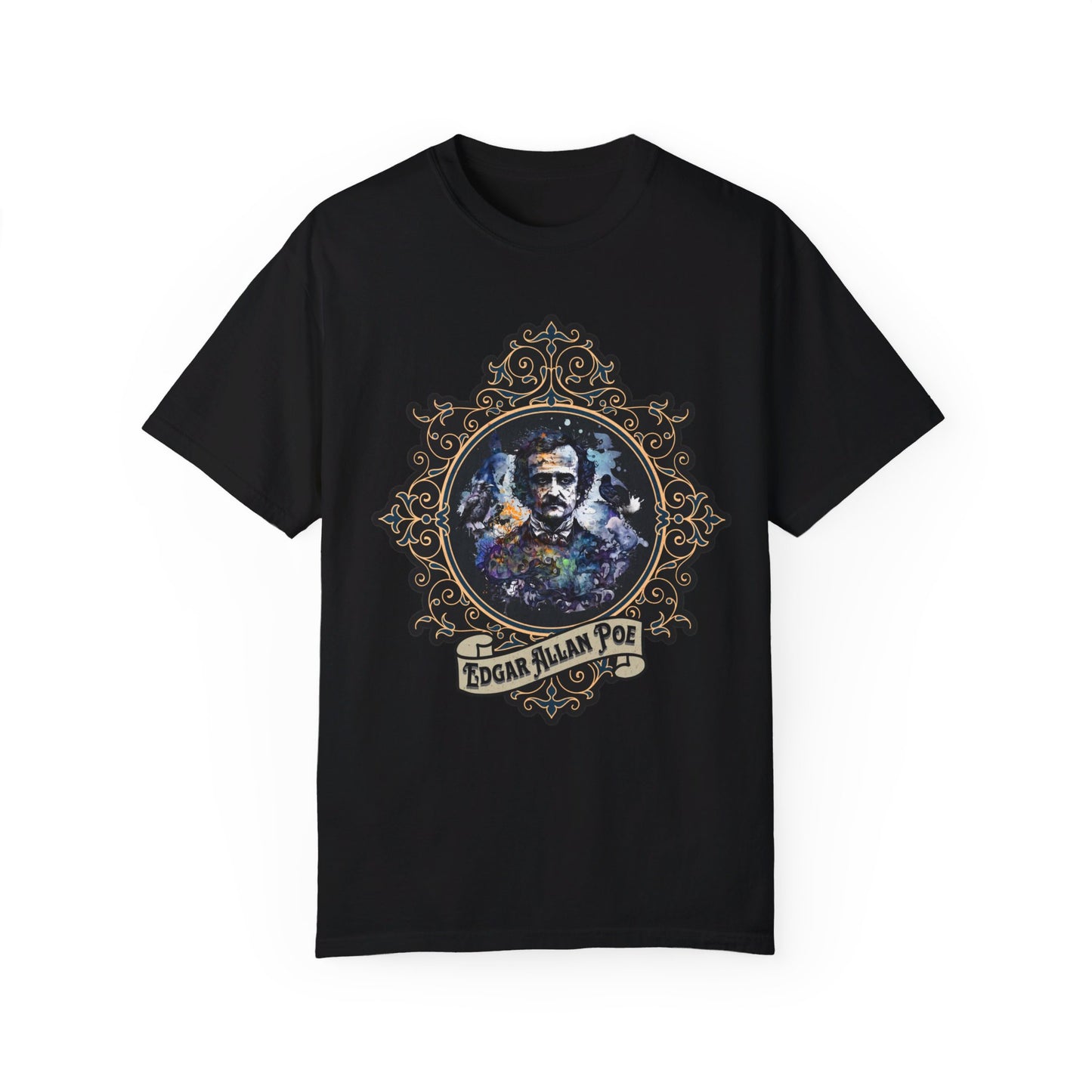 Edgar Allan Poe Shirt, Poet, Poetry Lover Tee, Book, Reading Lover Shirt, Halloween, Gothic, Light Academia Gifts, Comfort Colours TShirt T-Shirt Printify Black S