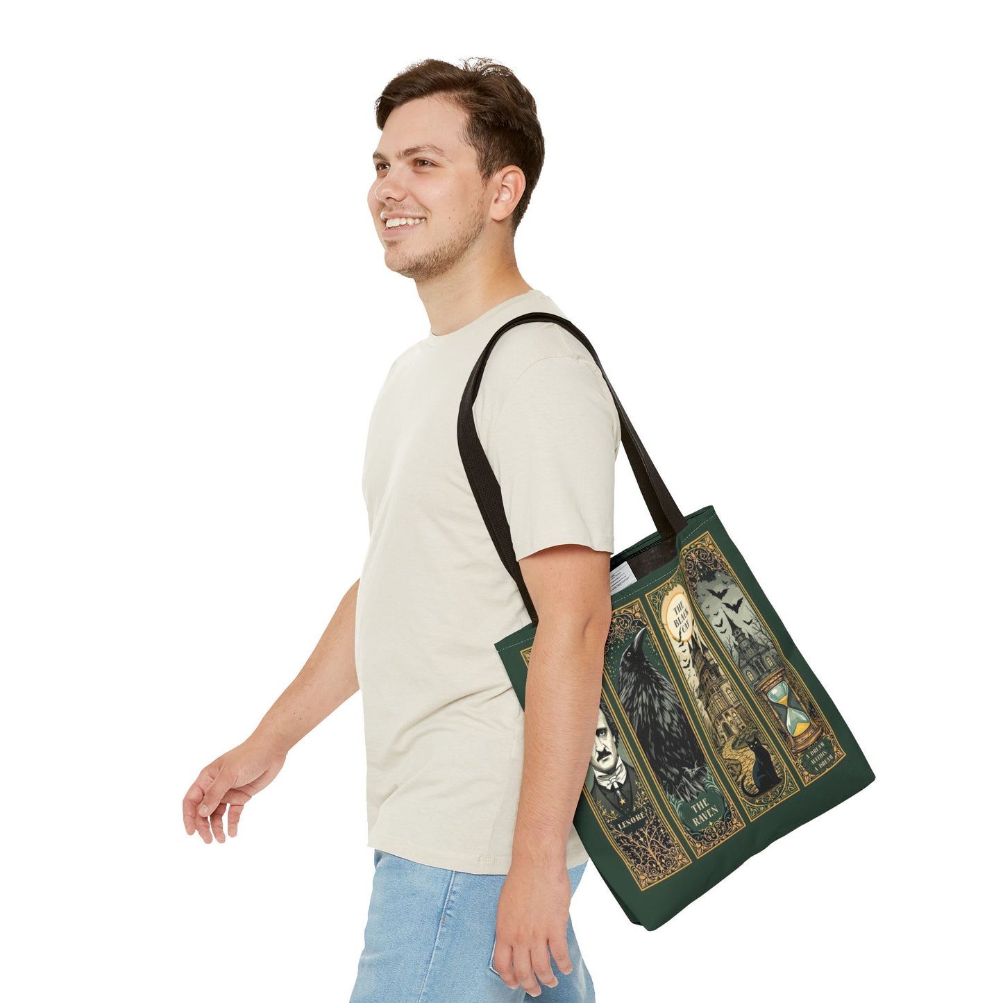 Edgar Allan Poe Tote Bag Gothic Literary Gift for Book Lover Dark Academia Macabre Accessory Halloween Tote Fall School Bag for Poetember Bags Printify