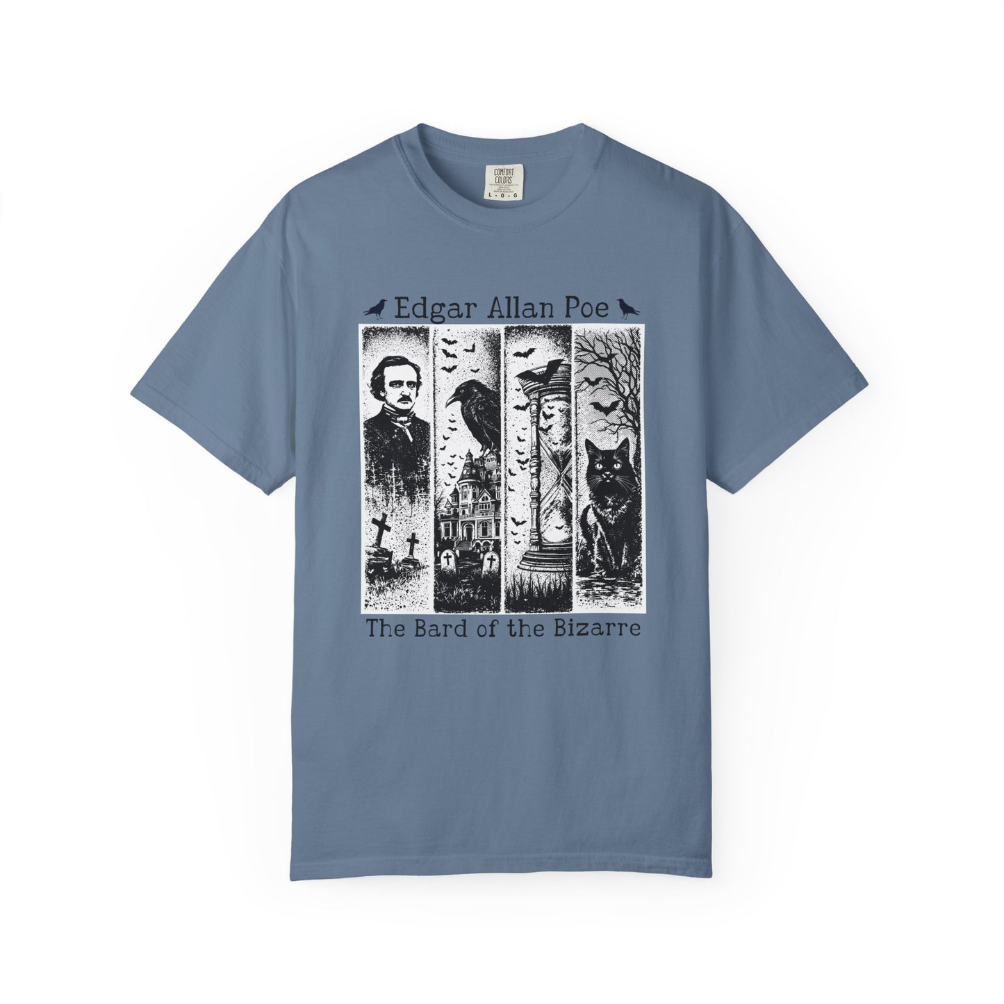 Edgar Allan Poe T-Shirt Gothic Graphic Tee The Raven Nevermore Quote Horror Literature Shirt Dark Academia Aesthetic Halloween Party Gift T-Shirt Printify Blue Jean S