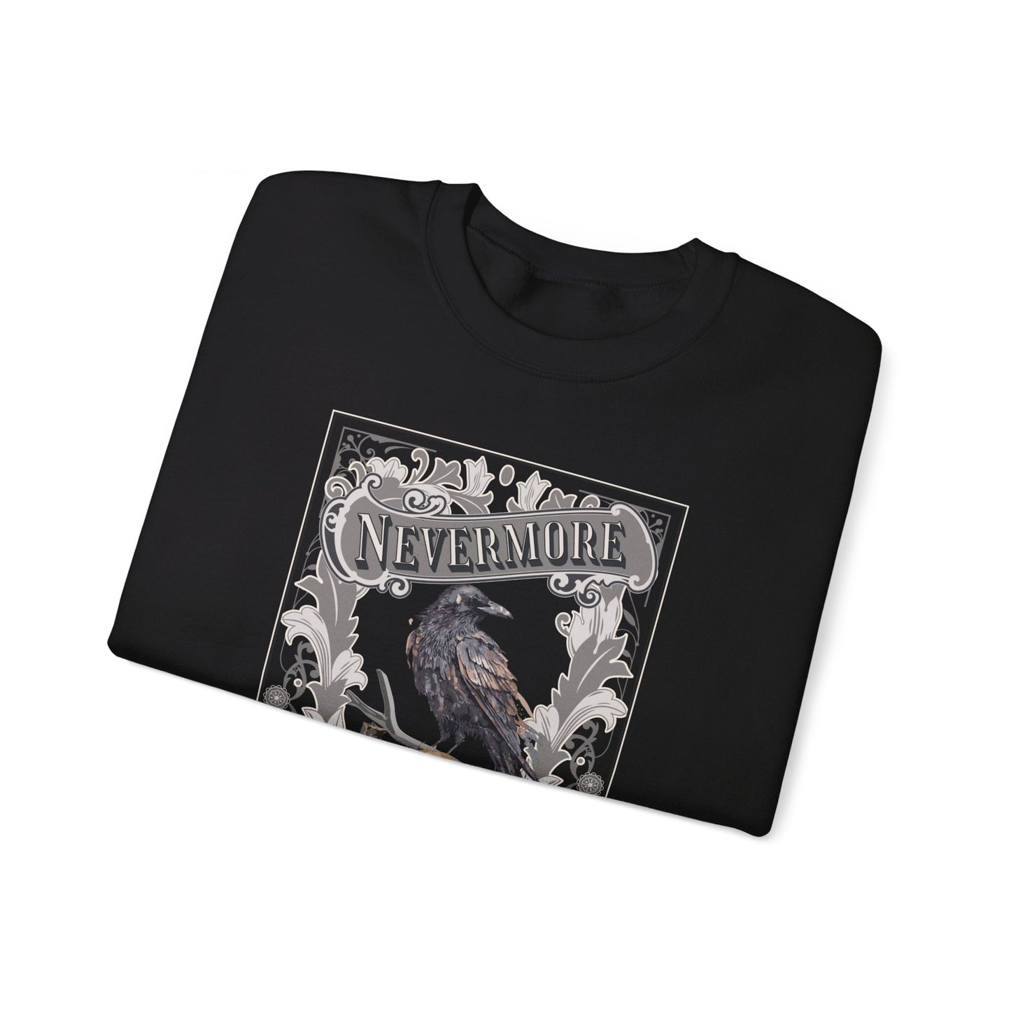 Edgar Allan Poe, Nevermore The Raven Sweatshirt, Book Lover, Halloween, Haunting Gothic Gift, Light, Dark Academia, Horror Movie Sweater Sweatshirt Printify