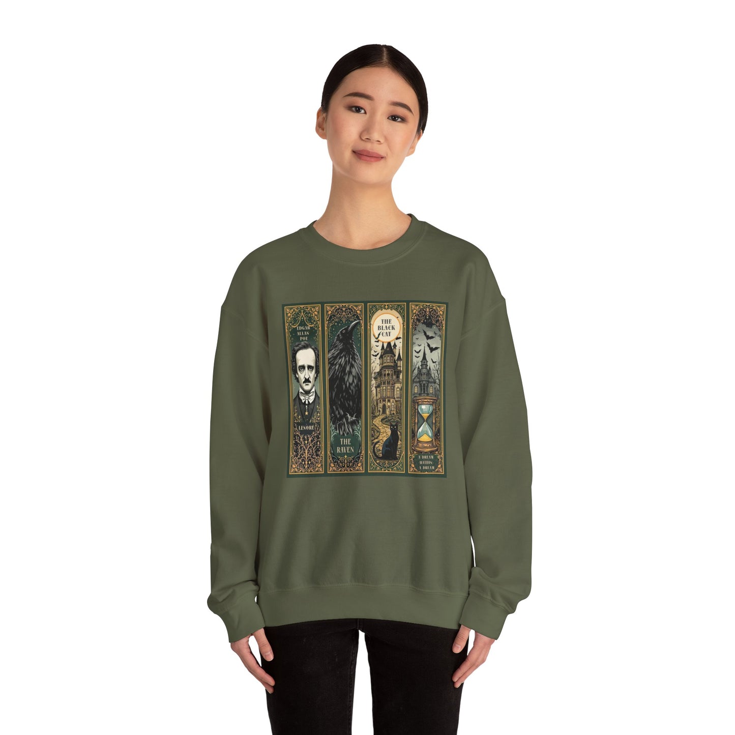 Edgar Allan Poe Sweatshirt The Raven Nevermore Gothic Horror Sweater Dark Academia Macabre Halloween Gift for Book Lovers Birthday Christmas