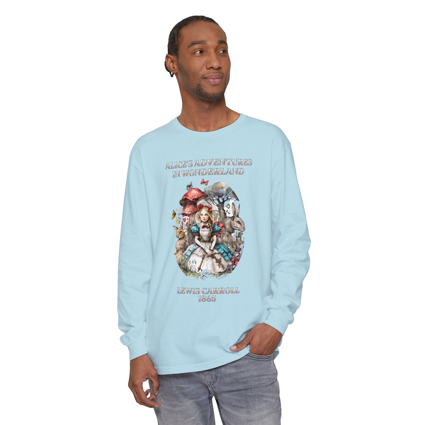 Alice in Wonderland Vintage Long Sleeve Shirt, Lewis Carroll Dark Academia TShirt, Mad Hatter Tea Party Queen of Hearts Bookish Booktok Gift Long-sleeve Printify