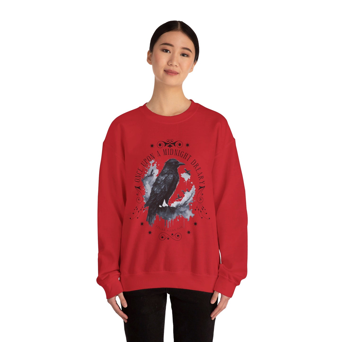 Edgar Allan Poe, The Raven Sweatshirt, Poet, Poetry Lover Sweater, Book Lover, Haunting Gothic Gift, Light, Dark Academia, Horror Movie Top Sweatshirt Printify
