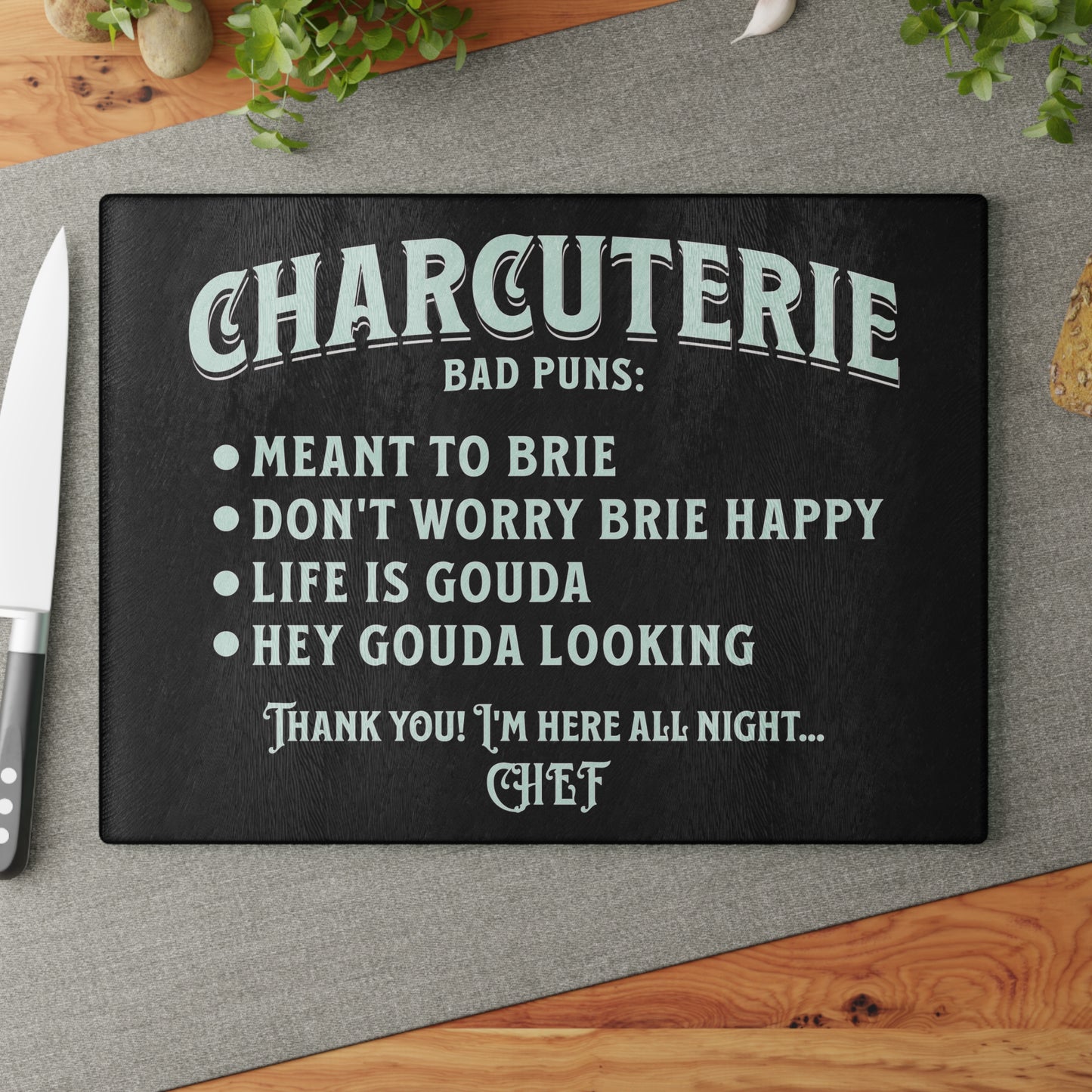 Charcuterie Board, House Warming Gift, Tempered Glass Cutting, Chopping or Serving Board, Wedding, Realtor, Shower, Host, Chef, Holiday Gift Home Decor Printify