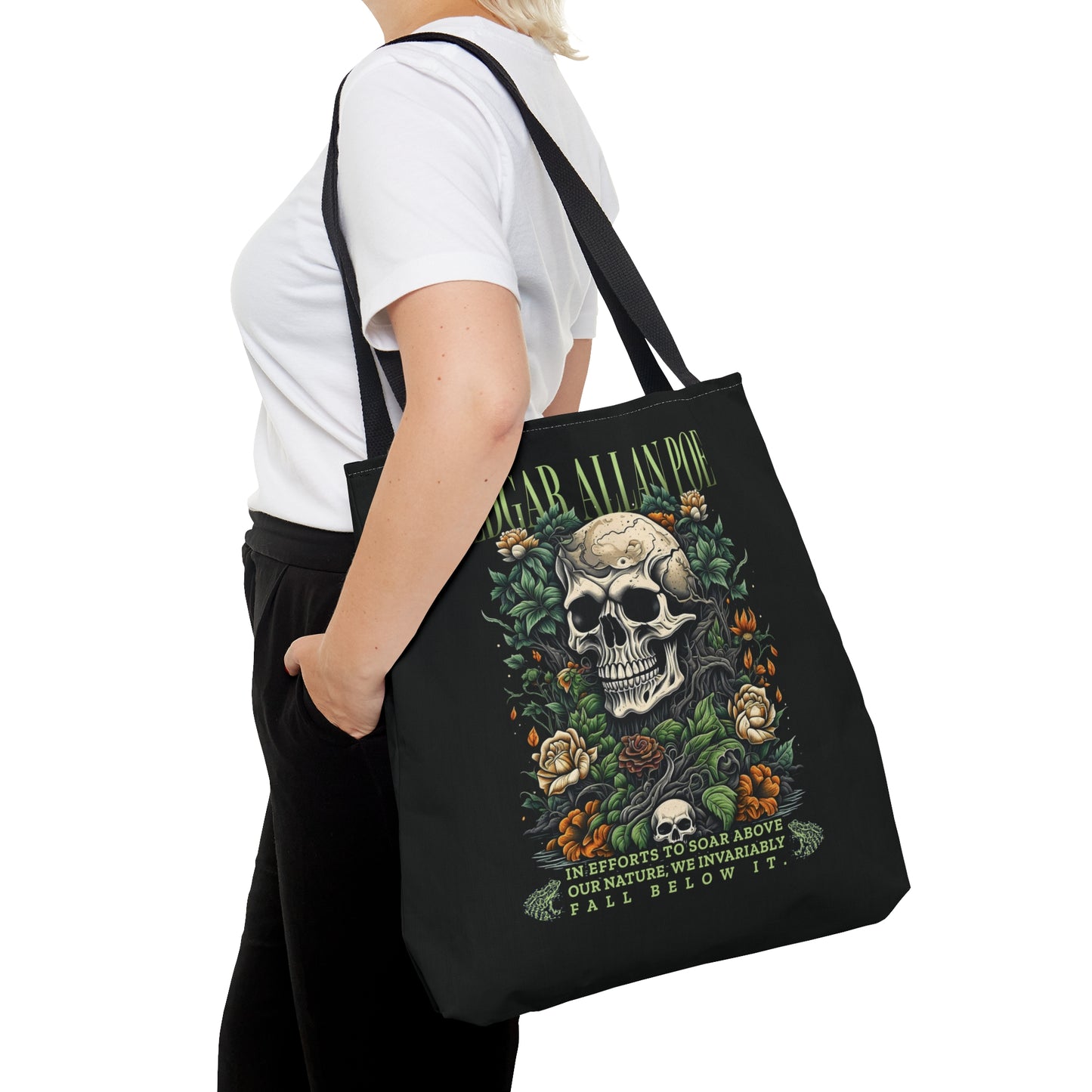 Edgar Allan Poe Tote Bag, Vintage Gothic, Grunge Shoulder Bag, Book, Library, Grocery, Travel Bag, Dark Academia, Bookish, Bookclub Gift, Bags Printify