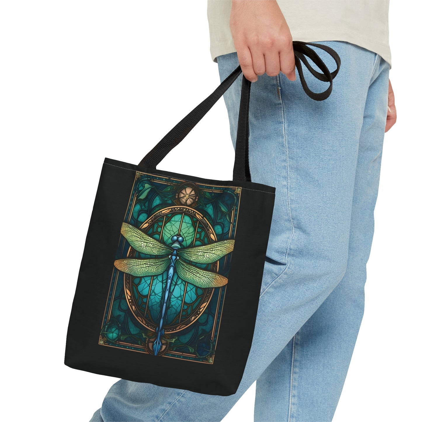 Stained Glass Dragonfly Tote Bag, Pretty Tarot Card Shoulder Bag, Book, Library, Grocery, Travel Bag, Dark Academia, Bookish Bookclub Gift, Bags Printify