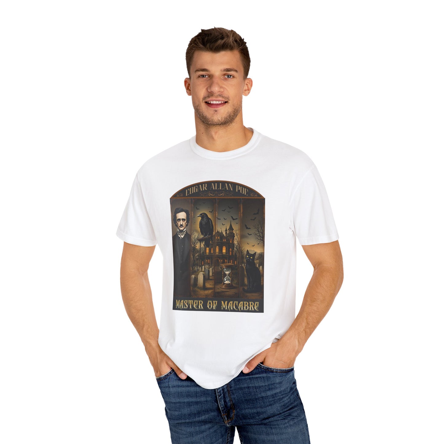 Edgar Allan Poe T-Shirt Gothic Graphic Tee The Raven Nevermore Quote Horror Literature Shirt Dark Academia Aesthetic Halloween Party Gift T-Shirt Printify