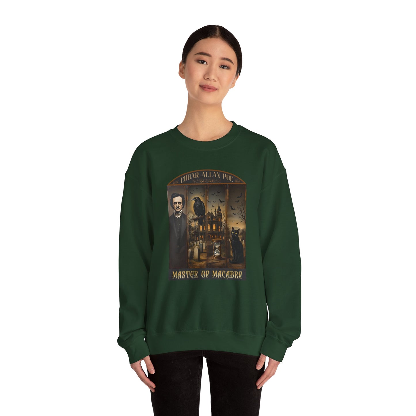 Edgar Allan Poe Sweatshirt The Raven Nevermore Gothic Horror Sweater Dark Academia Macabre Halloween Gift for Book Lovers Birthday Christmas
