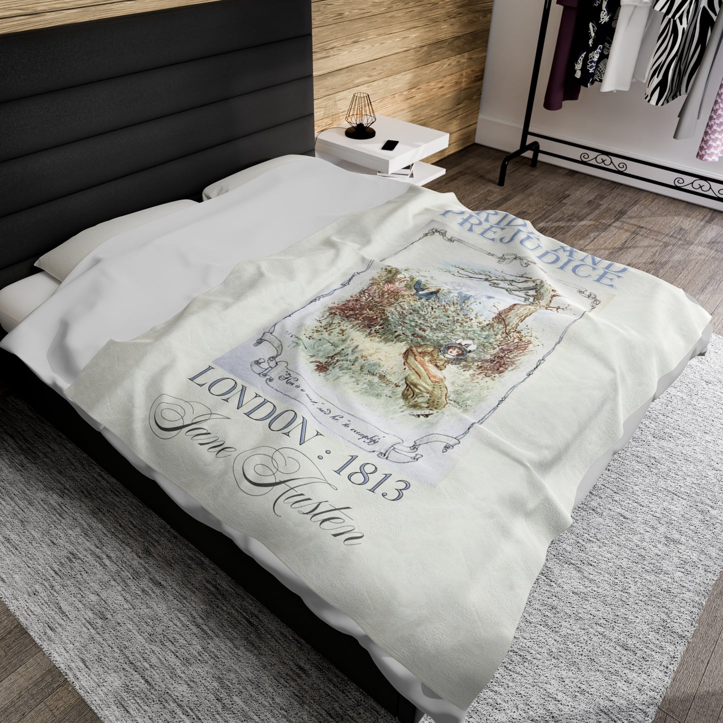 Jane Austen Plush Throw Blanket, Pride And Prejudice Historical Romance Gift, Bookish Literary Jane Austen Fan Art, Gift for Her, Bookclub All Over Prints Printify